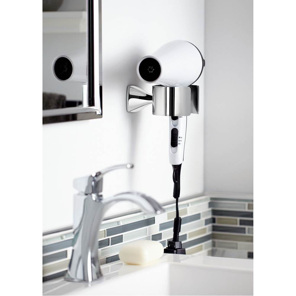Voss Bathroom Hair Dryer Holder, Brushed Nickel