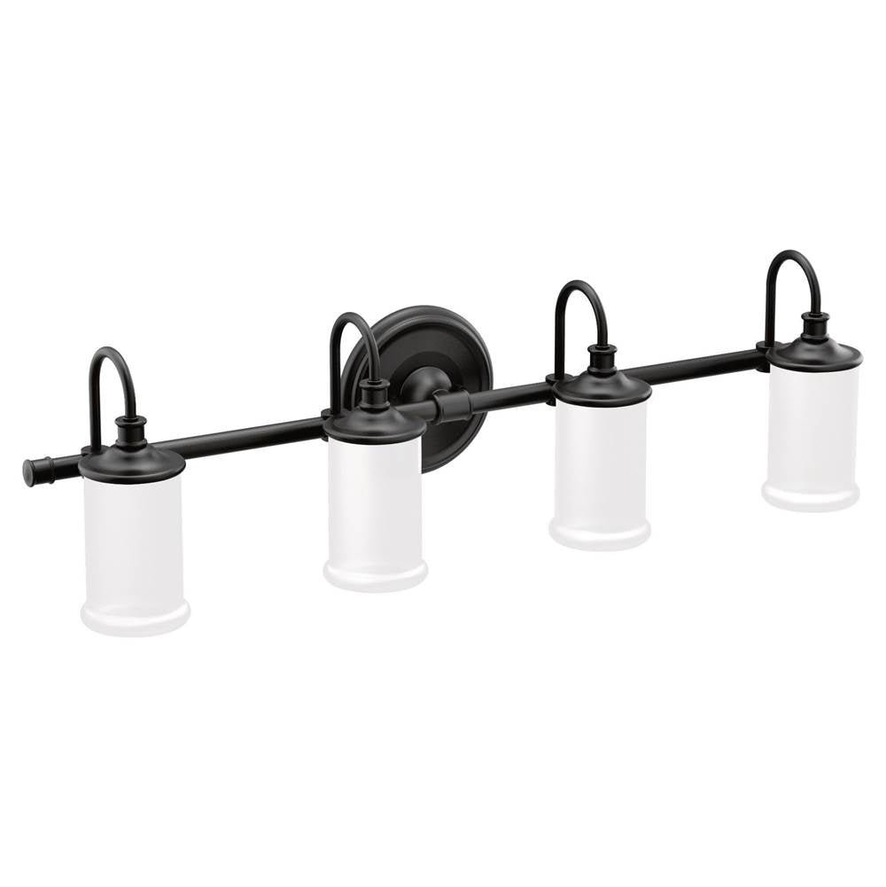 Matte Black Four Globe Bath Light