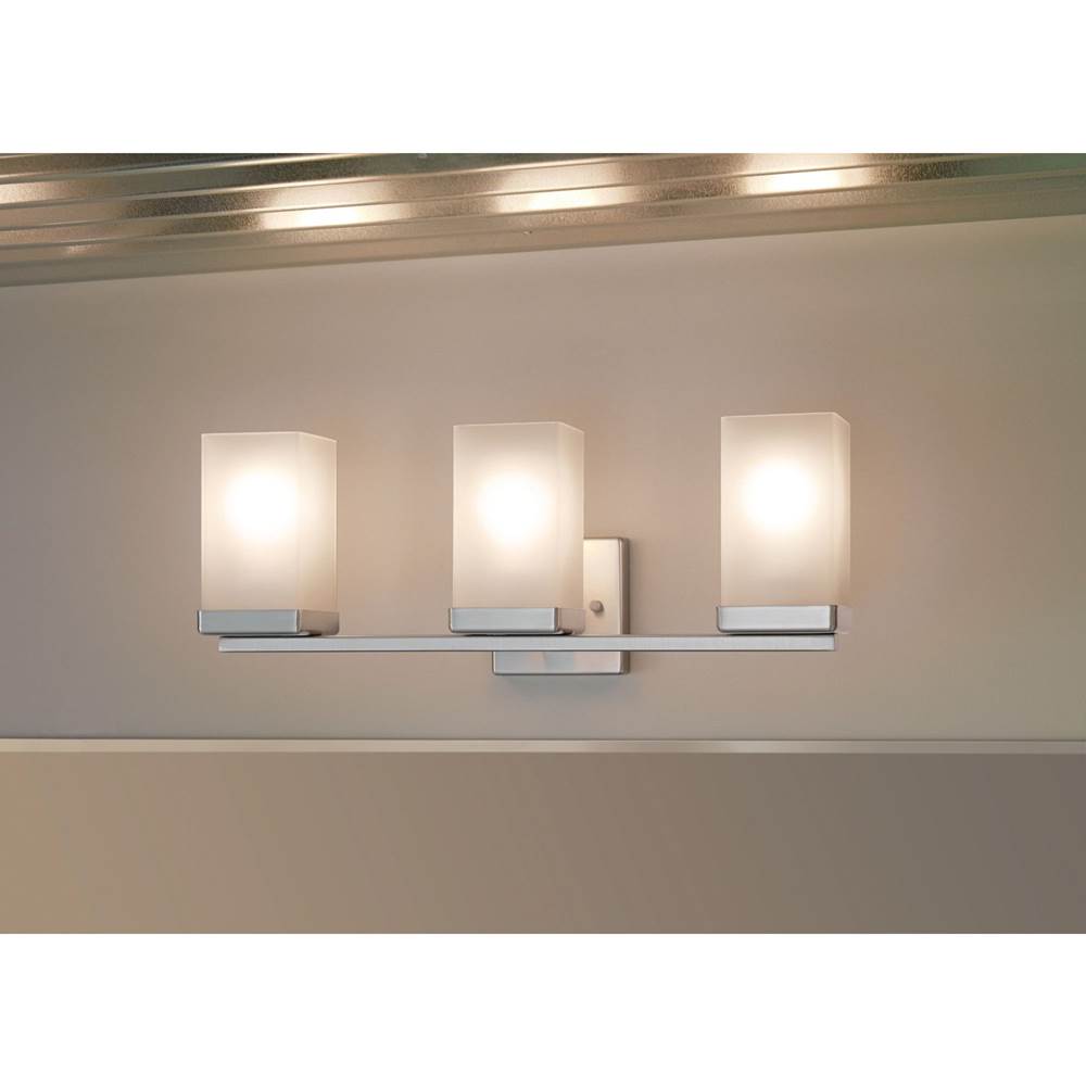 Brushed Nickel Three Globe Bath Light