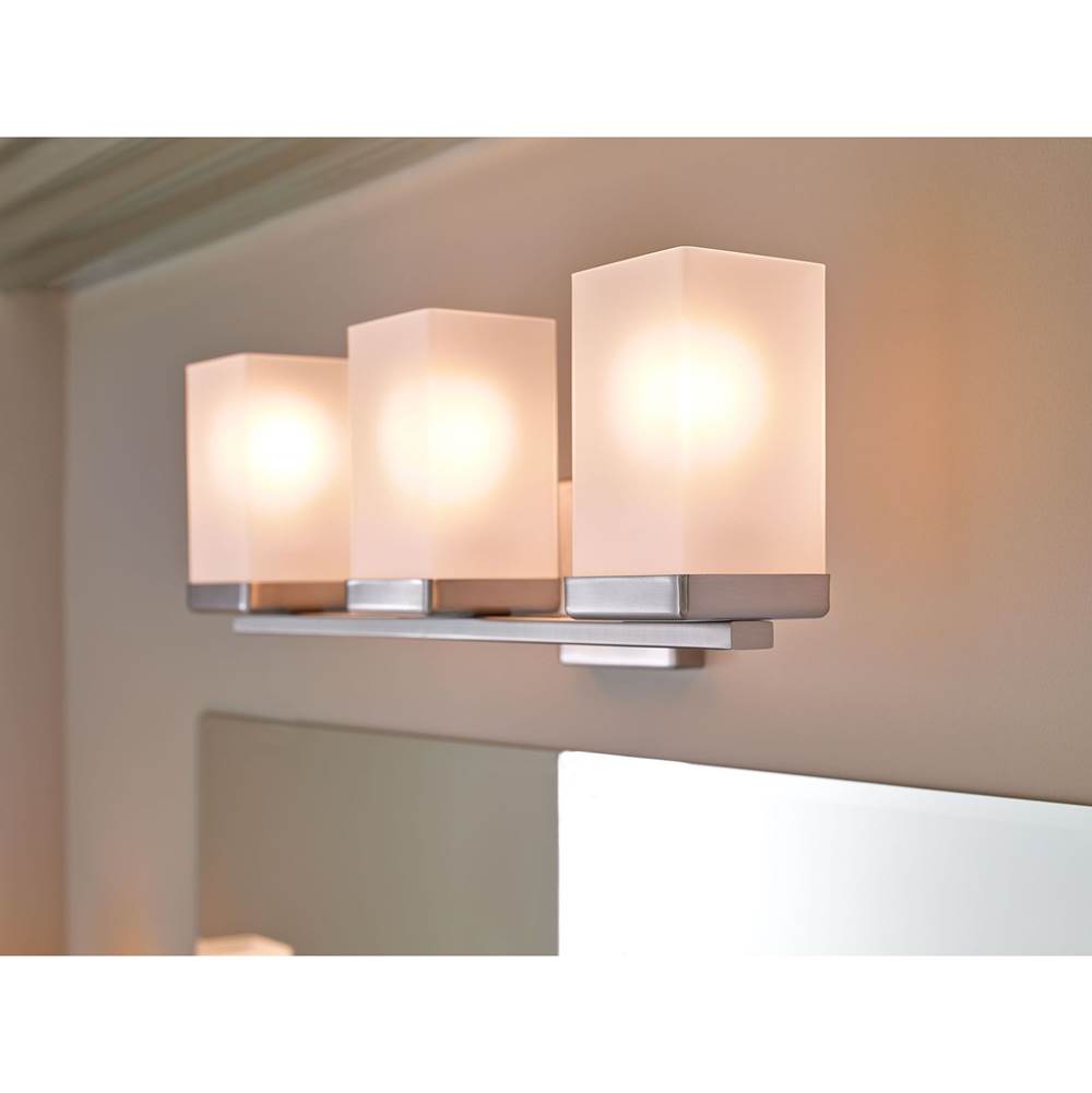Brushed Nickel Three Globe Bath Light