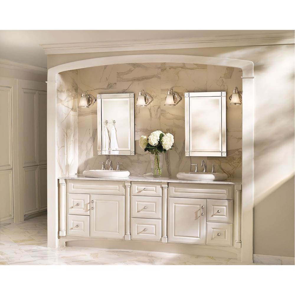 Waterhill 2-Light Dual-Mount Bath Bathroom Vanity Fixture with Frosted Glass, Brushed Nickel