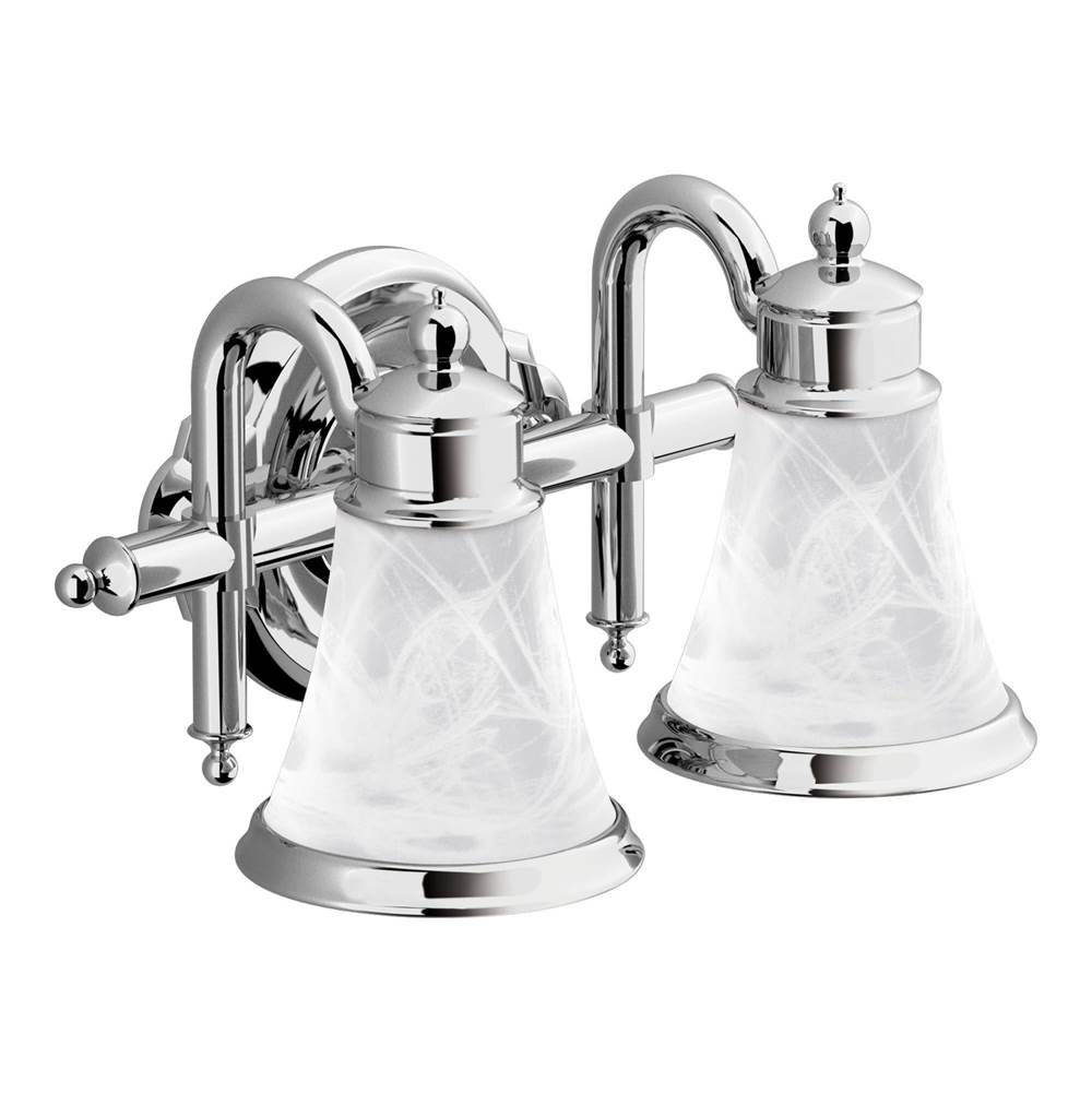 Waterhill 2-Light Dual-Mount Bath Bathroom Vanity Fixture with Frosted Glass, Brushed Nickel