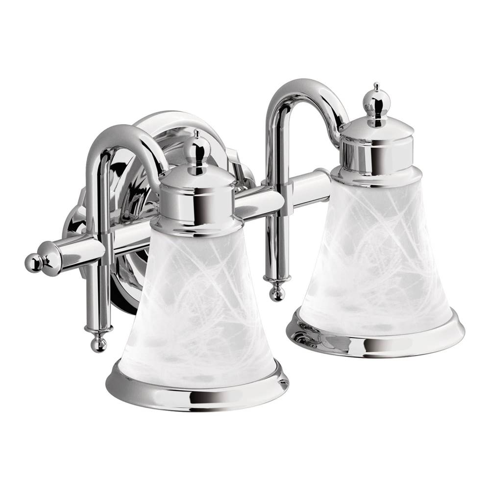 Waterhill 2-Light Dual-Mount Bath Bathroom Vanity Fixture with Frosted Glass, Brushed Nickel