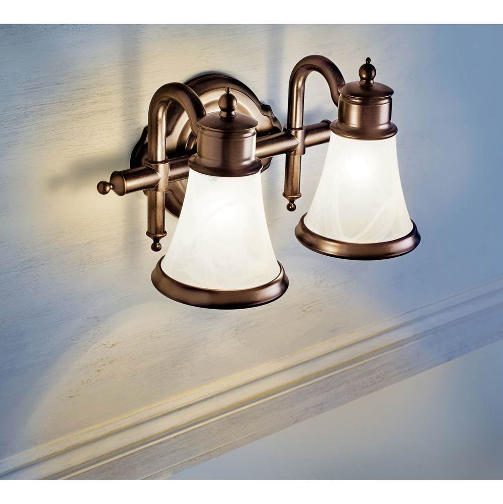 Waterhill 2-Light Dual-Mount Bath Bathroom Vanity Fixture with Frosted Glass, Brushed Nickel