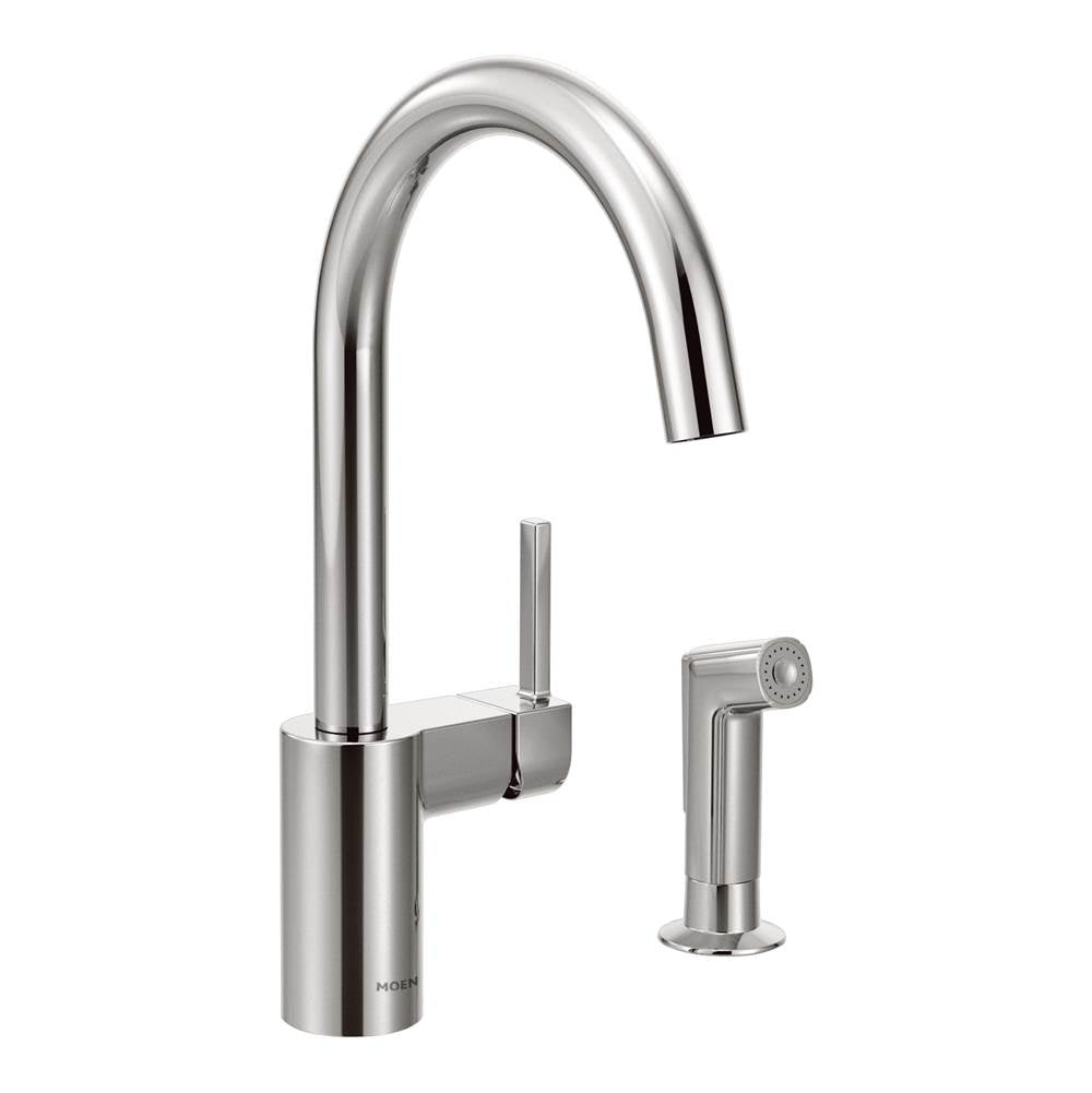 Moen - Align One-Handle High-Arc Modern Kitchen Faucet with Side Spray, Chrome - Chrome