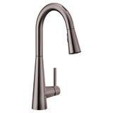 Moen - Sleek Smart Faucet Touchless Pull Down Sprayer Kitchen Faucet with Voice Control and Power Boost, Black Stainless - Black Stainless