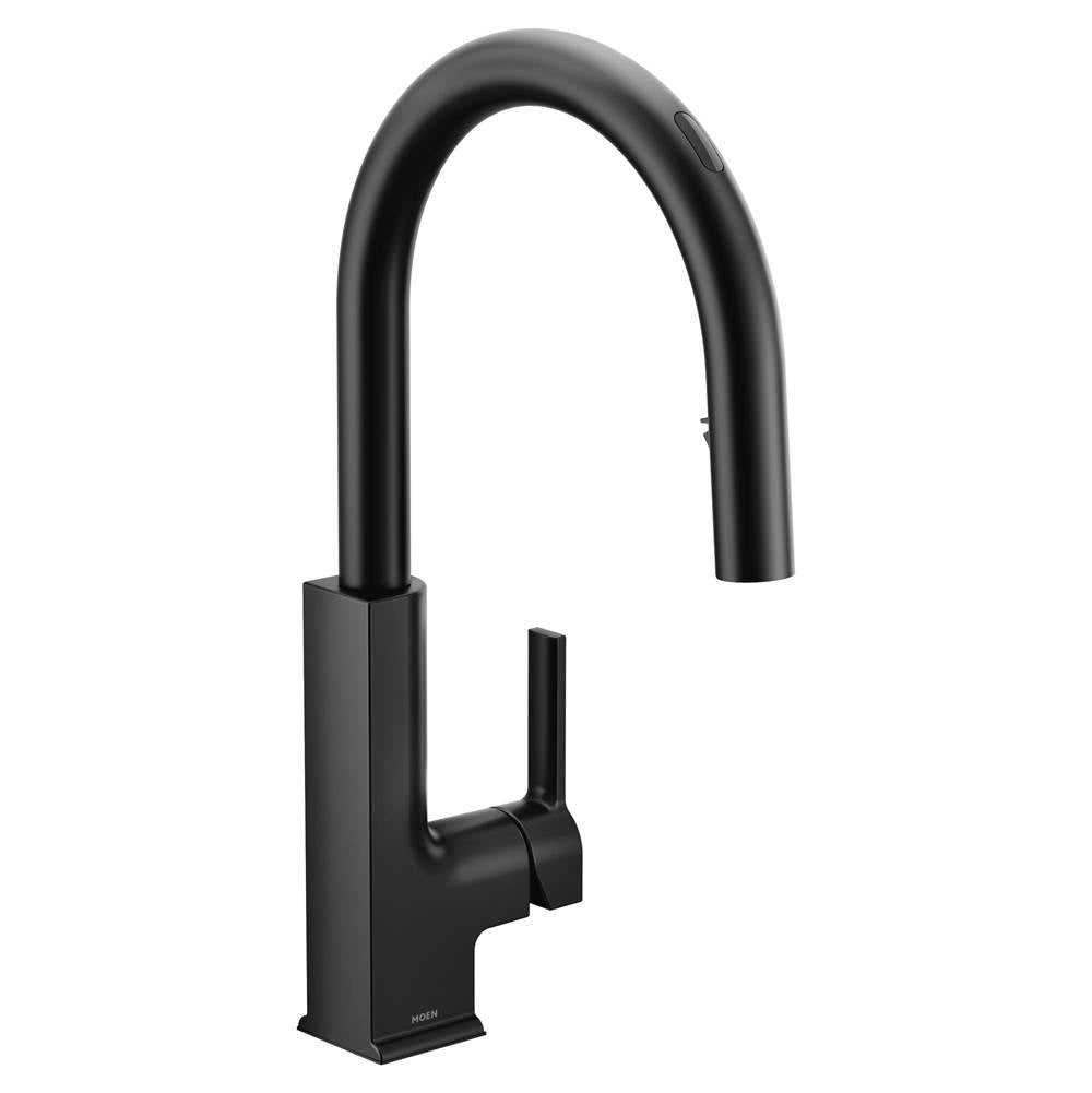 Moen - STo Smart Faucet Touchless Pull Down Sprayer Kitchen Faucet with Voice Control and Power Boost, Matte Black - Matte Black
