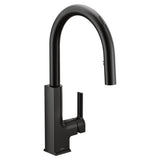 Moen - STo Smart Faucet Touchless Pull Down Sprayer Kitchen Faucet with Voice Control and Power Boost, Matte Black - Matte Black