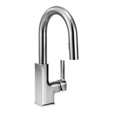 Moen - STO One-Handle High Arc Pulldown Modern Bar Faucet with Power Clean, Chrome - Chrome