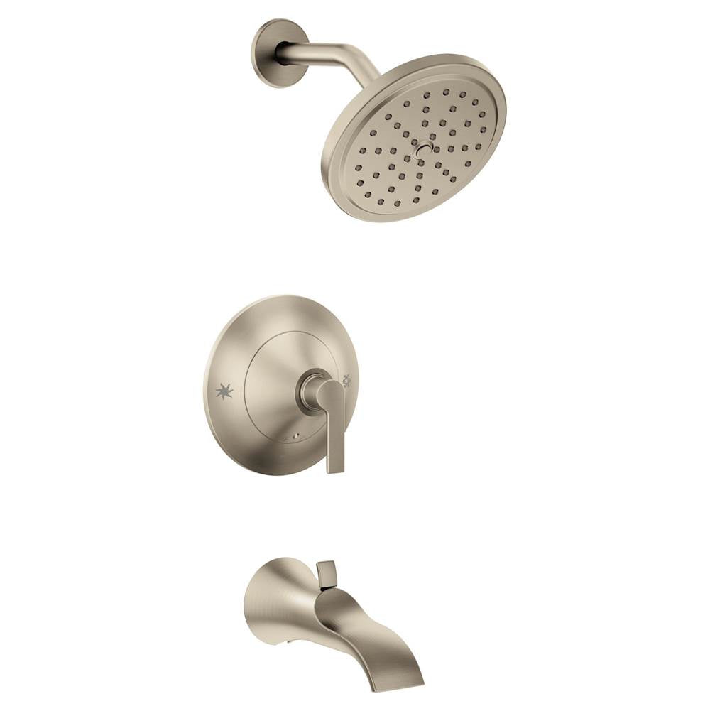 Moen - Doux Posi-Temp 1-Handle Tub and Shower Faucet Trim Kit in Brushed Nickel (Valve Sold Separately) - Brushed Nickel