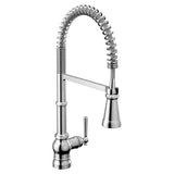 Moen - Paterson One Handle Pre-Rinse Spring Pulldown Kitchen Faucet with Power Boost, Chrome - Chrome