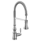 Moen - Weymouth One Handle Pre-Rinse Spring Pulldown Kitchen Faucet with Power Boost, Chrome - Chrome