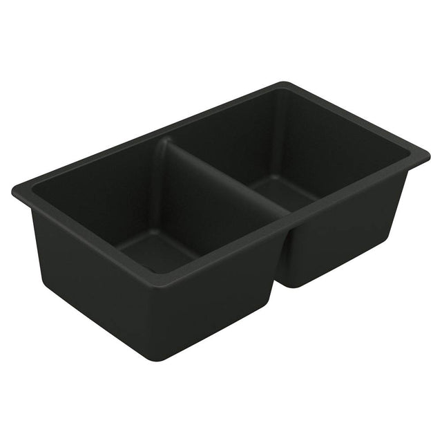 Moen - 33-Inch Wide x 9.5-Inch Deep Undermount Granite Double Bowl Kitchen Sink, Black - Black