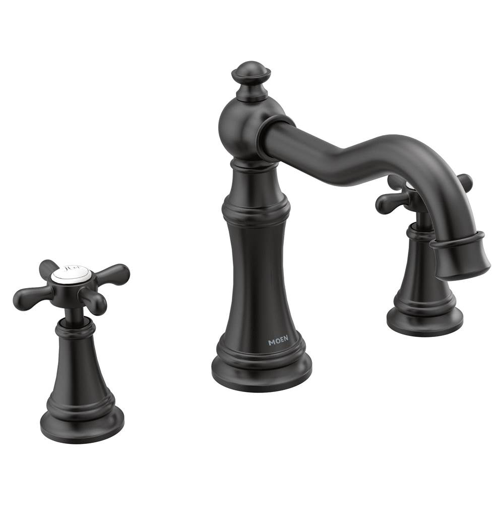 Moen - Weymouth 2-Handle Deck-Mount Roman Tub Faucet Trim Kit in Matte Black (Valve Sold Separately) - Matte Black