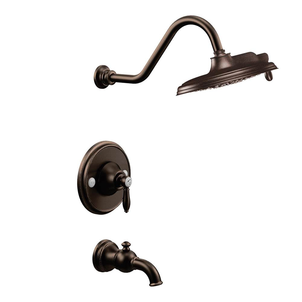 Moen - Weymouth Posi-Temp Tub and Shower Trim Kit, Valve Required, including 9-Inch 2-Spray Eco-Performance Rainshower, Oil Rubbed Bronze - Oil Rubbed Bronze