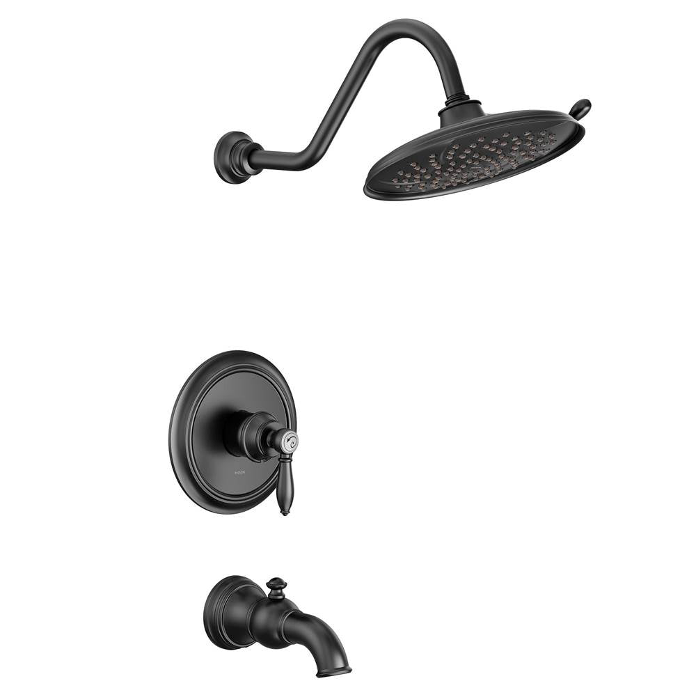 Moen - Weymouth M-CORE 2-Series Eco Performance 1-Handle Tub and Shower Trim Kit in Matte Black (Valve Sold Separately) - Matte Black