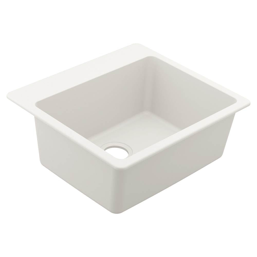 Moen - 25-Inch Wide x 9.5-Inch Deep Dual Mount Granite Single Bowl Kitchen or Bar Sink, White - White