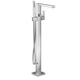 Moen - 90 Degree One-Handle Freestanding Floor Mount Tub Filler with Handshower, Chrome - Chrome