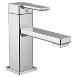 Moen - 90 Degree One-Handle Single Hole Modern Bathroom Sink Faucet, Chrome - Chrome