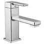 Moen - 90 Degree One-Handle Single Hole Modern Bathroom Sink Faucet, Chrome - Chrome