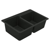 Moen - 33-Inch Wide x 9.5-Inch Deep Dual Mount Granite Double Bowl Kitchen Sink, Black - Black