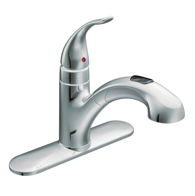 Moen - Integra One-Handle Pullout Kitchen or Laundry Faucet Featuring Power Clean, Chrome - Chrome