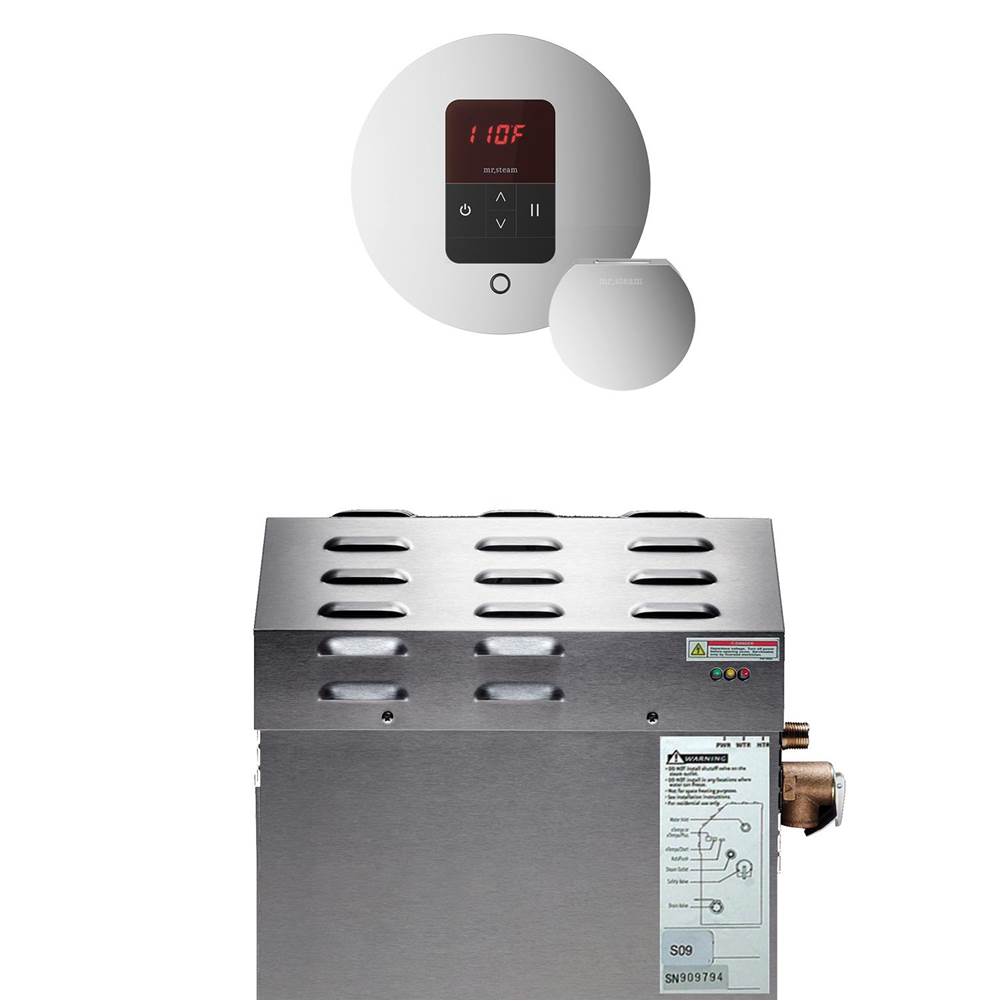 Mr. Steam - MS (iTempo) 9 kW (9000 W) Steam Shower Generator Package with iTempo Control in Round Polished Chrome - Polished Chrome