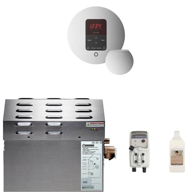 Mr. Steam - MS (iTempoPlus) 9 kW (9000 W) Steam Shower Generator Package with iTempoPlus Control in Round Polished Chrome - Polished Chrome