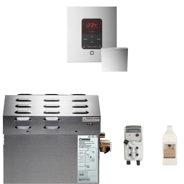 Mr. Steam - MS (iTempoPlus) 5 kW (5000 W) Steam Shower Generator Package with iTempoPlus Control in Square Polished Chrome - Polished Chrome