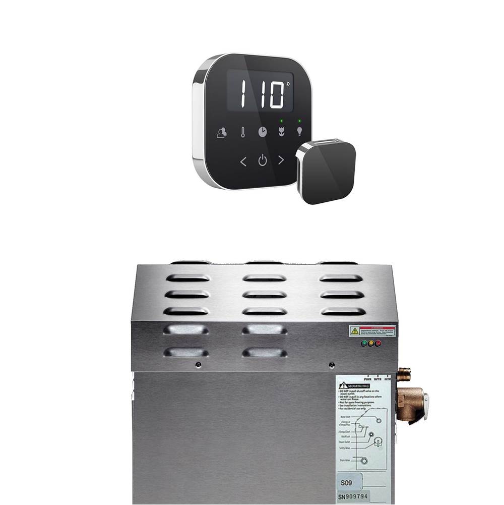 Mr. Steam - MS (AirTempo) 9 kW (9000 W) Steam Shower Generator Package with AirTempo Control in Black Polished Chrome - Black Polished Chrome