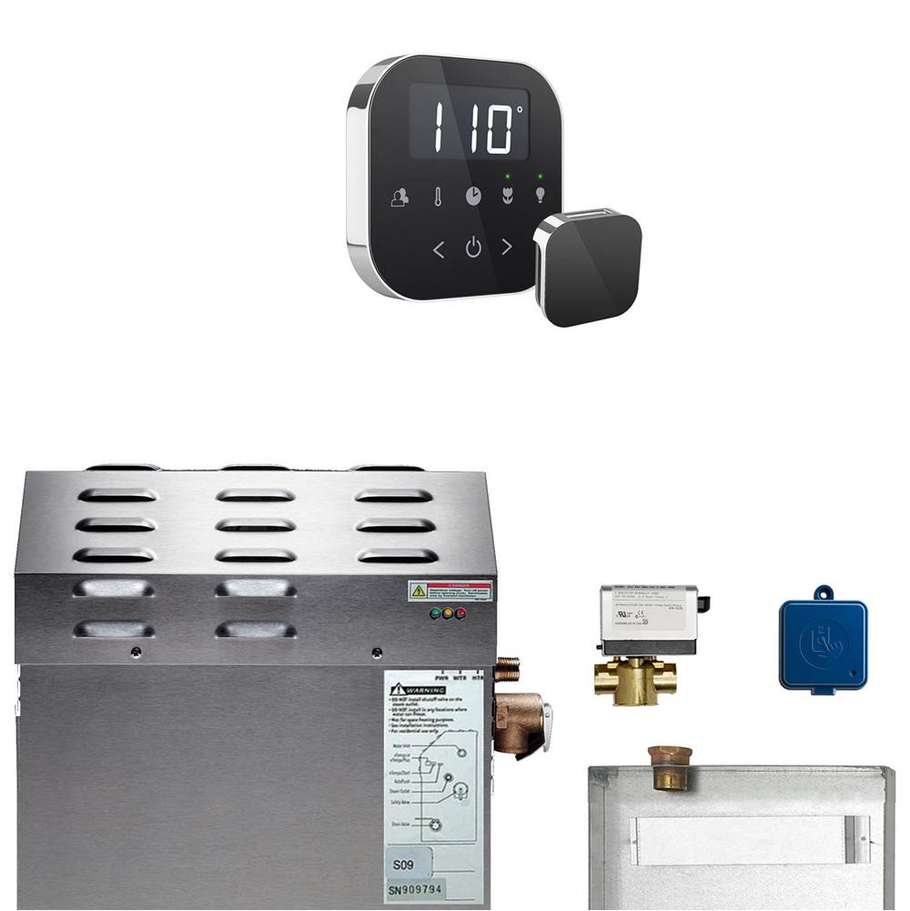 Mr. Steam - MS (AirButler) 9 kW (9000 W) Steam Shower Generator Package with AirTempo Control in Black Polished Chrome - Black Polished Chrome