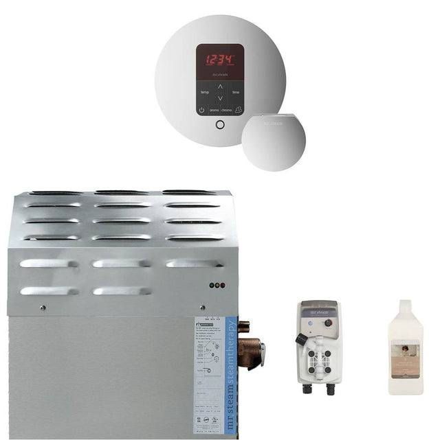 Mr. Steam - Super (iTempoPlus) 12 kW (12000 W) Steam Shower Generator Package with iTempoPlus Control in Round Polished Chrome - Polished Chrome