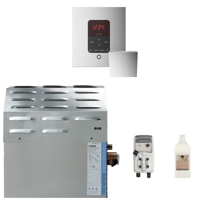 Mr. Steam - Super (iTempoPlus) 15 kW (15000 W) Steam Shower Generator Package with iTempoPlus Control in Square Polished Chrome - Polished Chrome