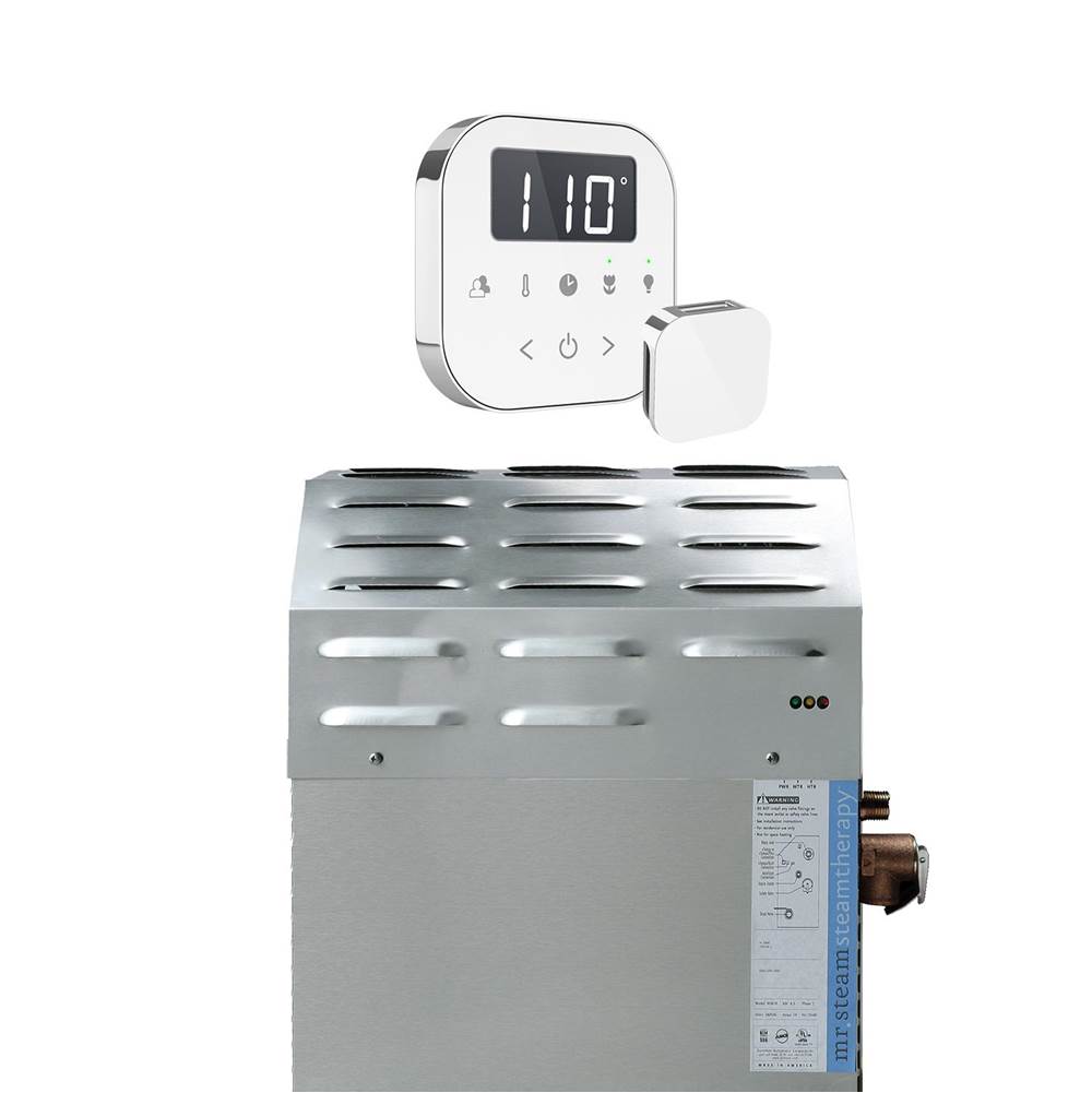 Mr. Steam - Super (AirTempo) 15 kW (15000 W) Steam Shower Generator Package with AirTempo Control in White Polished Chrome - White Polished Chrome