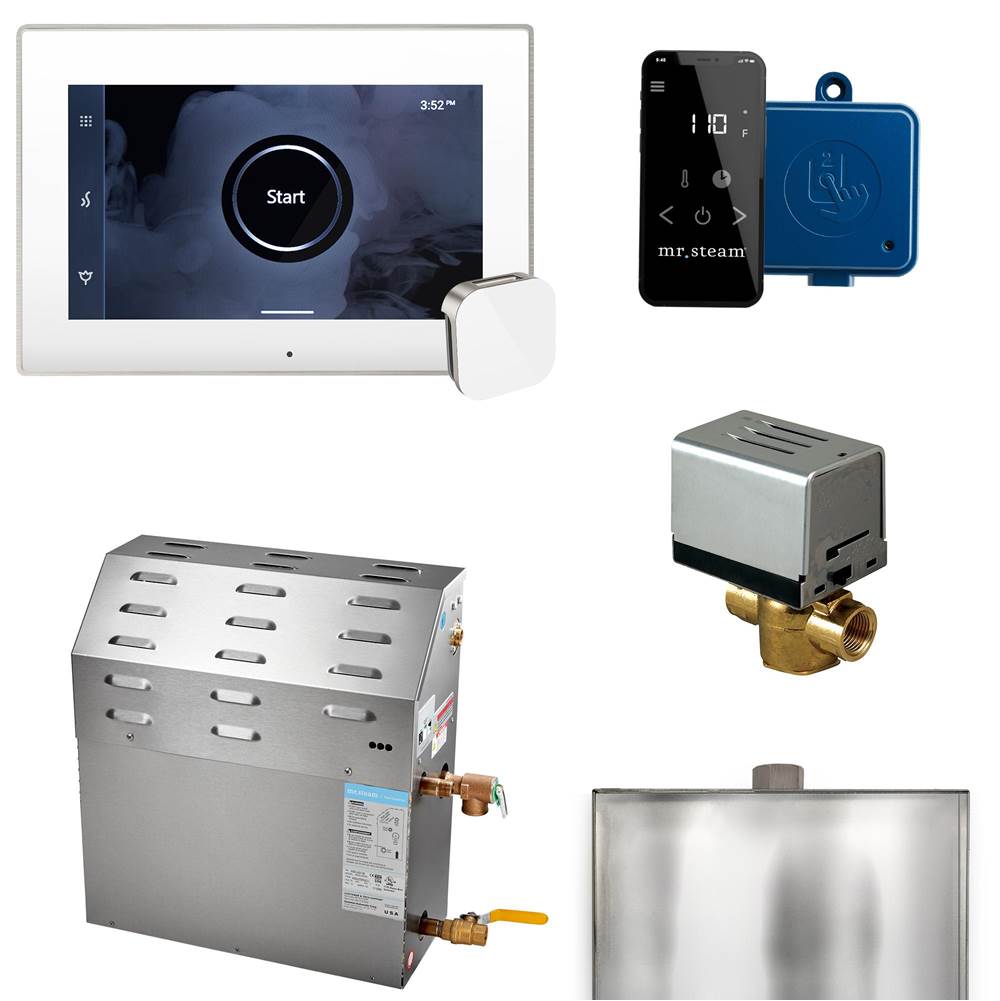 Mr. Steam - Super (XButler) 12 kW (12000 W) Steam Shower Generator Package with iSteamX Control in White Brushed Nickel - White Brushed Nickel