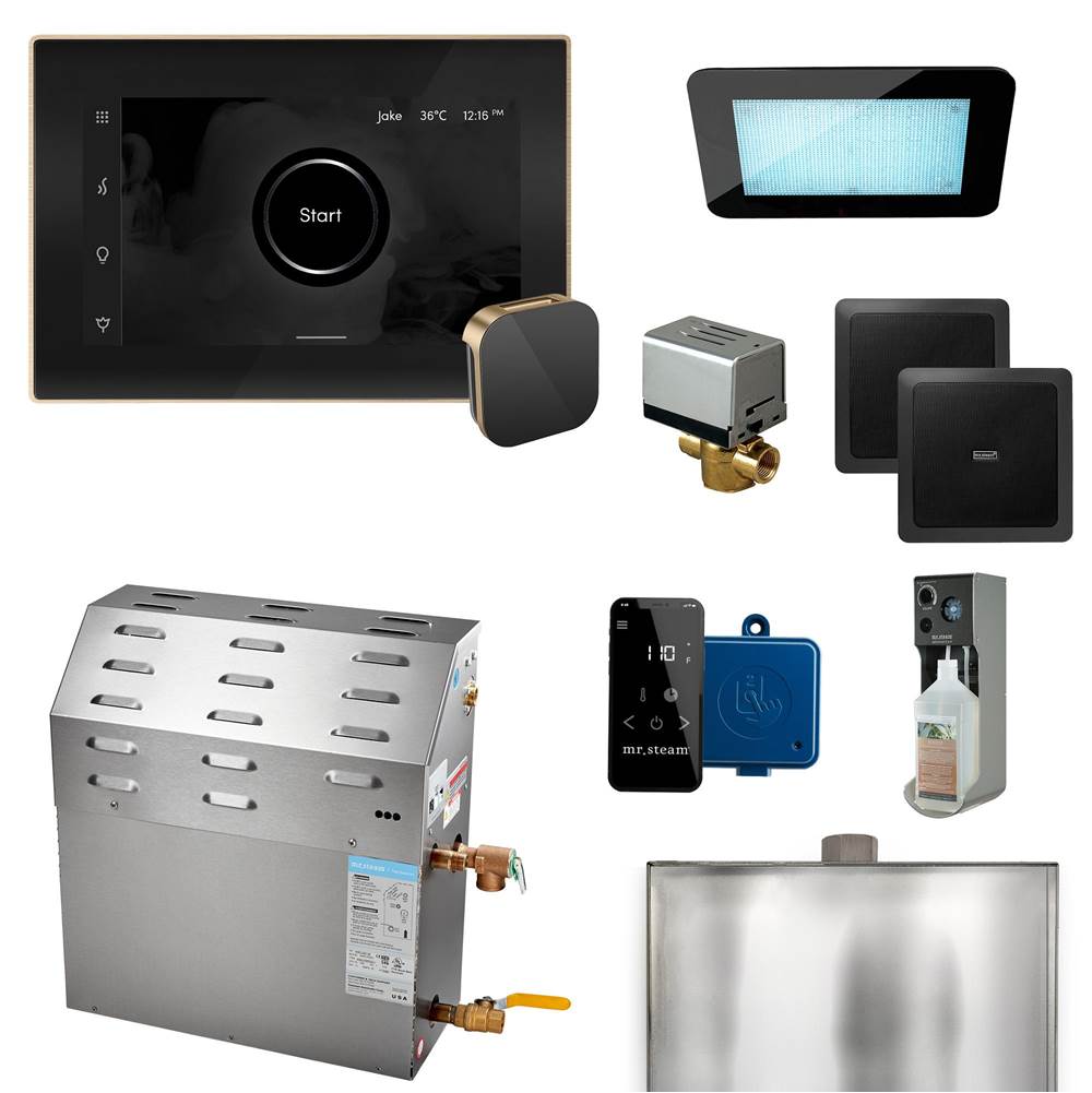 Mr. Steam - Super (XDream) 10000-Watt Steam Generator with iSteamX Control and Aroma Glass Steamhead in Black Brushed Bronze - Black Brushed Bronze