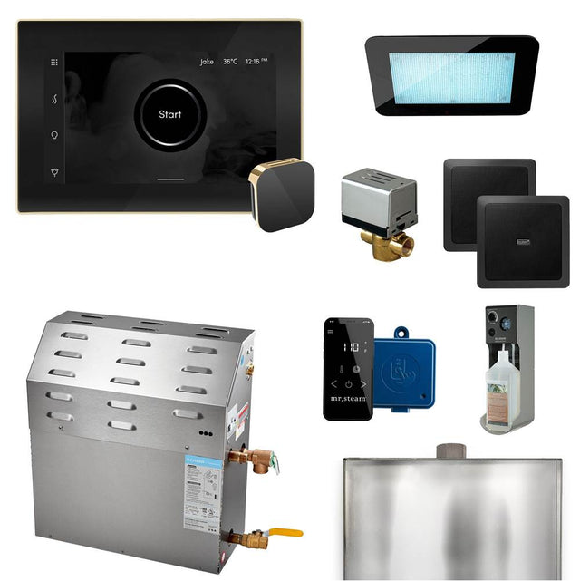 Mr. Steam - Super (XDream) 15000-Watt Steam Generator with iSteamX Control and Aroma Glass Steamhead in Black Polished Brass - Black Polished Brass