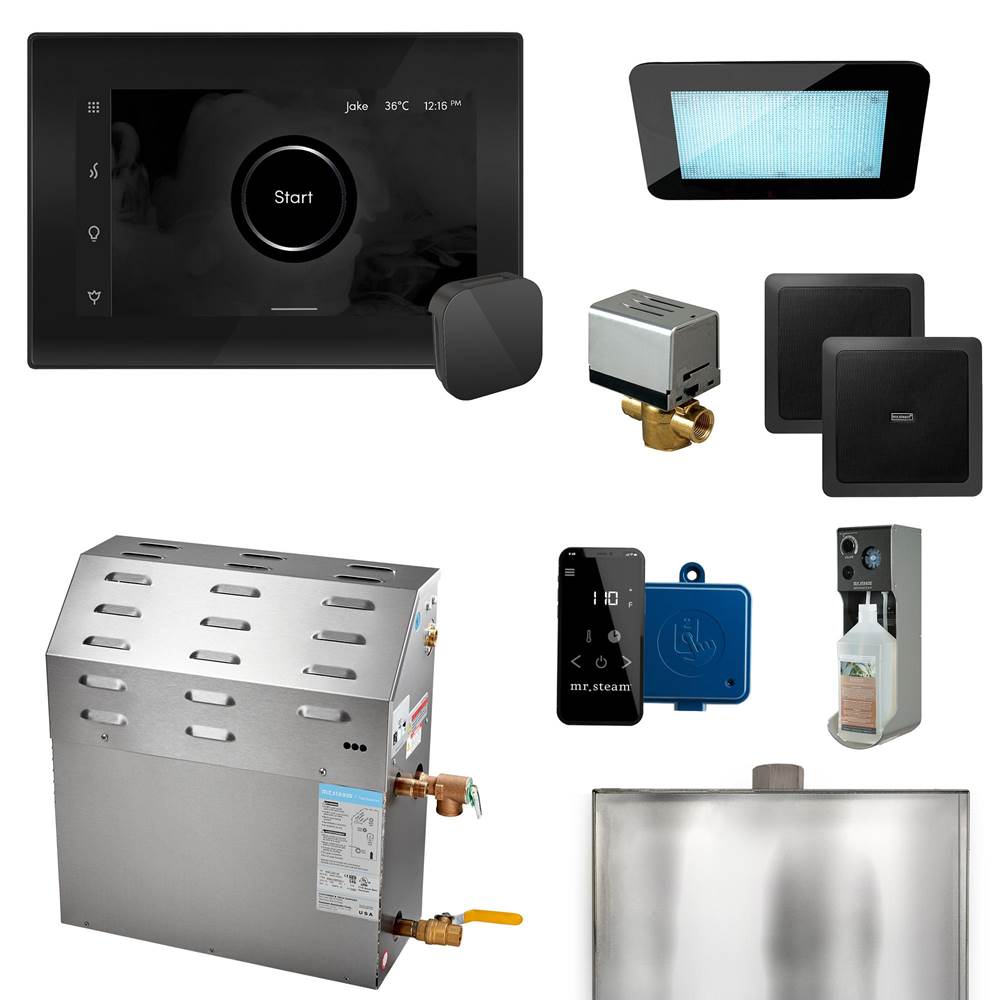 Mr. Steam - Super (XDream) 10000-Watt Steam Generator with iSteamX Control and Aroma Glass Steamhead in Black Matte Black - Black Matte Black