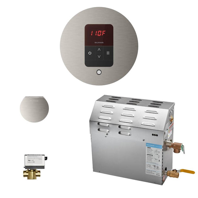 Mr. Steam - MS (iTempo) 9 kW (9000 W) Steam Shower Generator Package with iTempo Control in Round Brushed Nickel - Brushed Nickel
