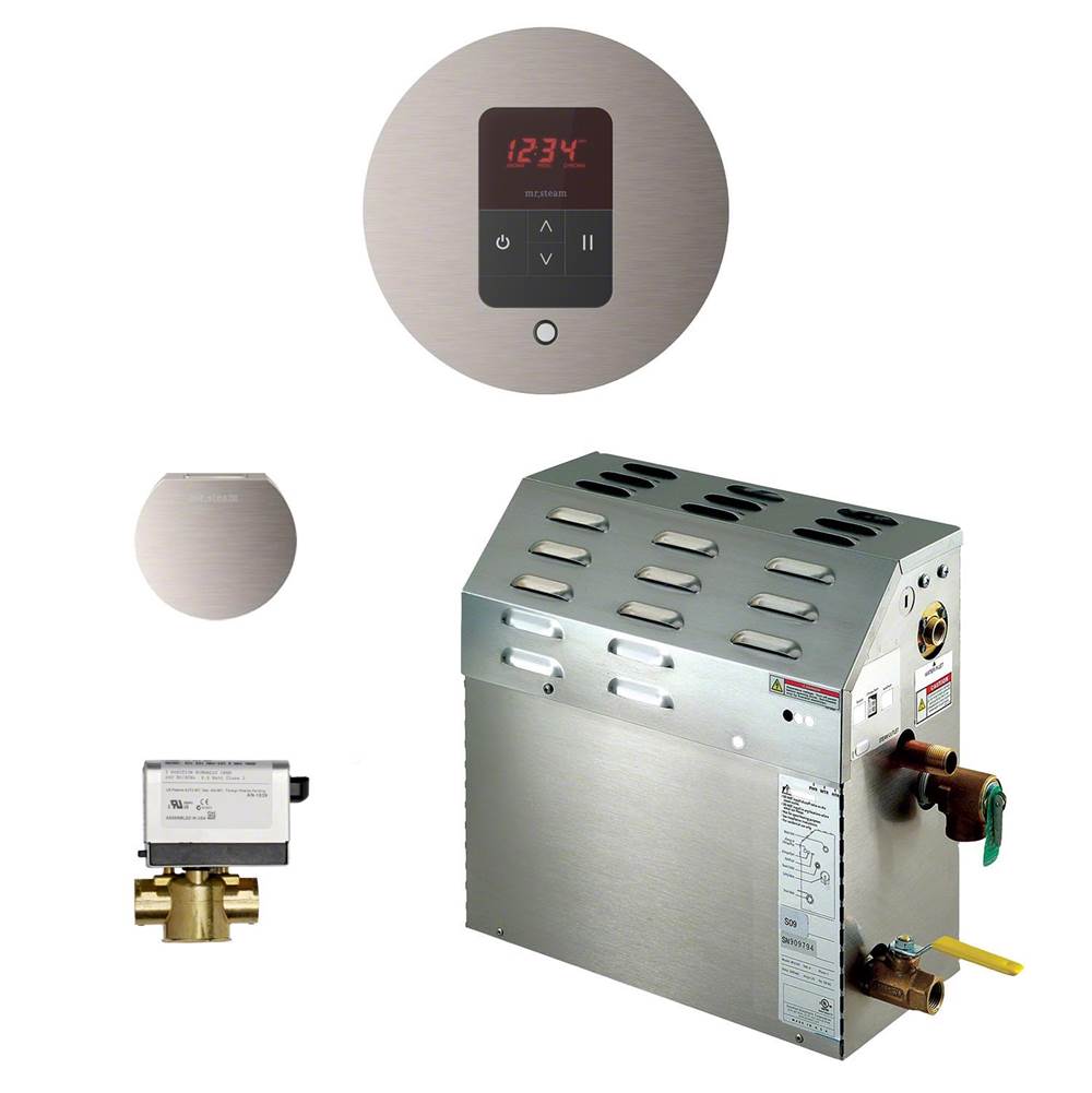 MS (iTempo) 5 kW (5000 W) Steam Shower Generator Package with iTempo Control in Round Brushed Nickel