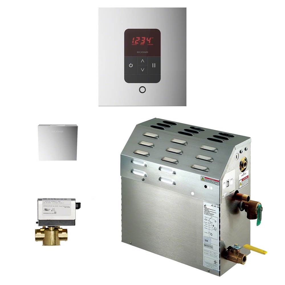 MS (iTempo) 5 kW (5000 W) Steam Shower Generator Package with iTempo Control in Square Brushed Nickel