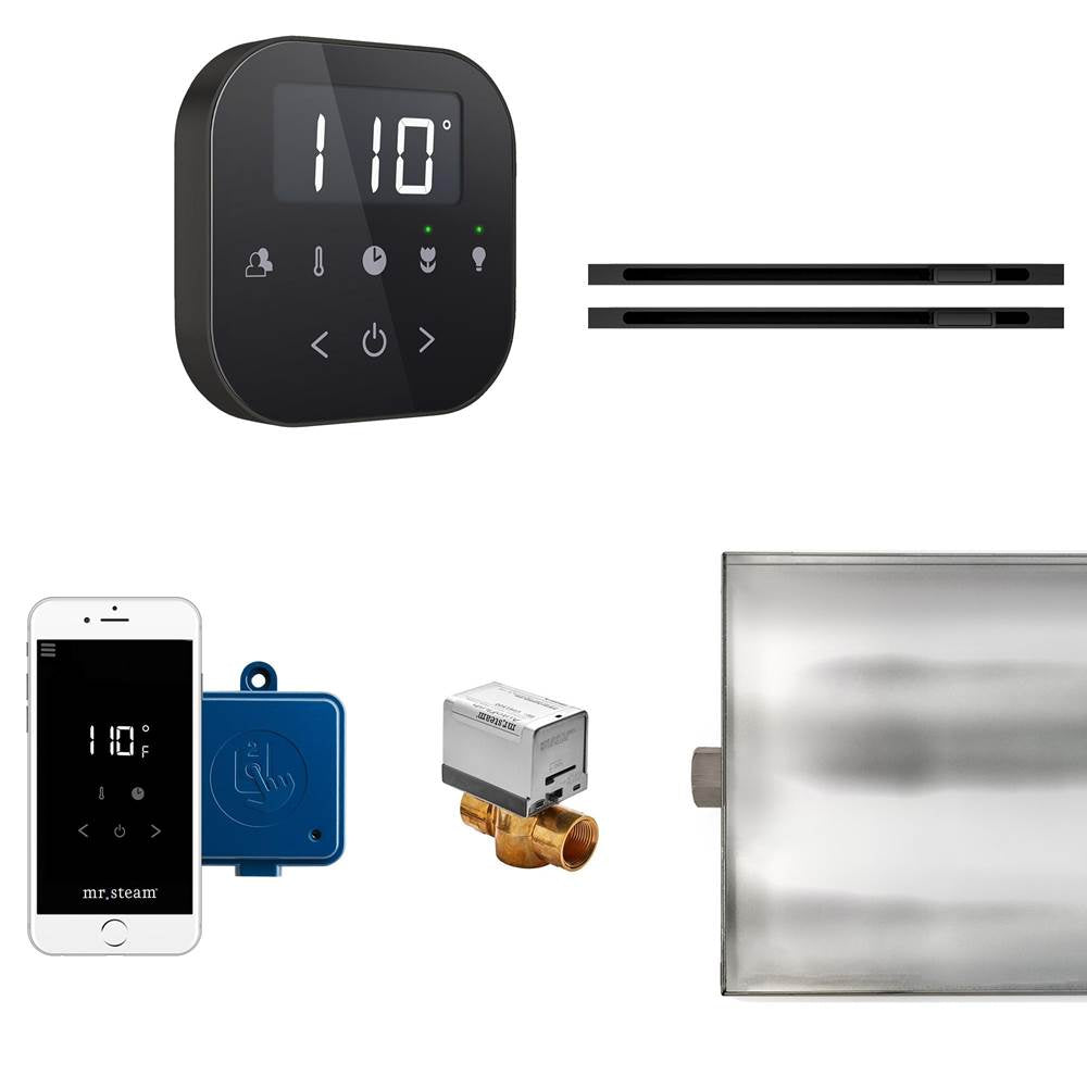 Mr. Steam - AirButler Max Linear Steam Shower Control Package with AirTempo Control and Linear SteamHead in Black Matte Black - Black Matte Black