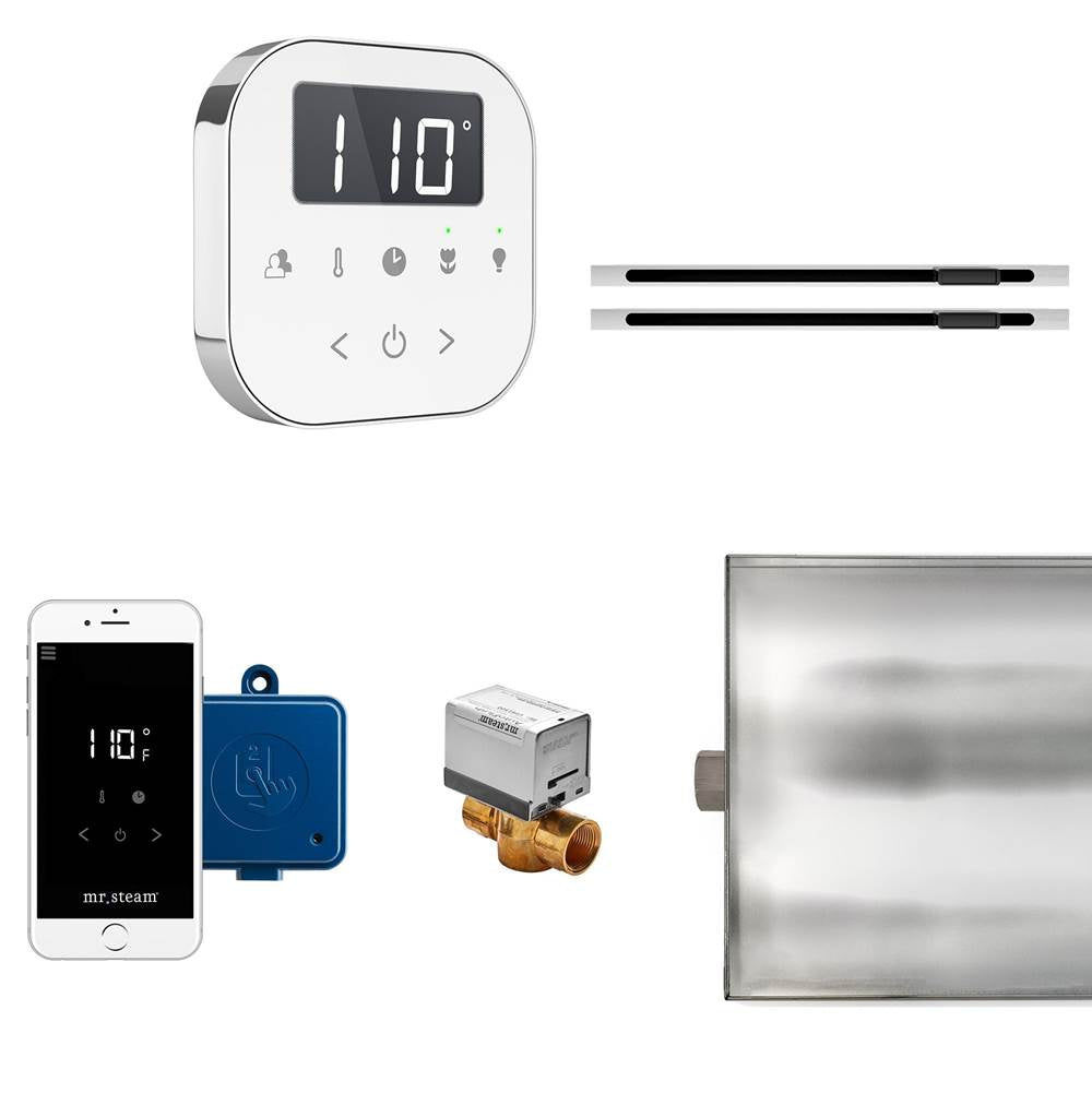Mr. Steam - AirButler Max Linear Steam Shower Control Package with AirTempo Control and Linear SteamHead in White Polished Chrome - White Polished Chrome