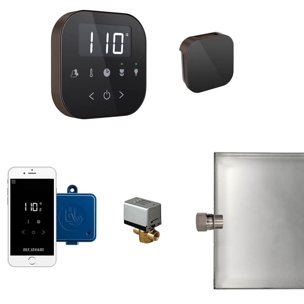 Mr. Steam - AirButler Steam Shower Control Package with AirTempo Control and Aroma Glass SteamHead in Black Oil Rubbed Bronze - Black Oil Rubbed Bronze