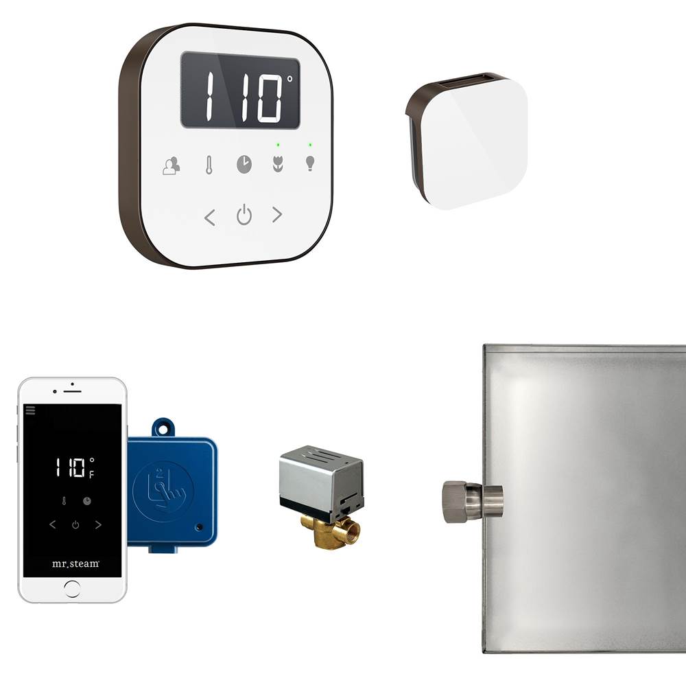 Mr. Steam - AirButler Steam Shower Control Package with AirTempo Control and Aroma Glass SteamHead in White Oil Rubbed Bronze - White Oil Rubbed Bronze