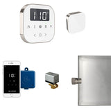 Mr. Steam - AirButler Steam Shower Control Package with AirTempo Control and Aroma Glass SteamHead in White Polished Nickel - White Polished Nickel