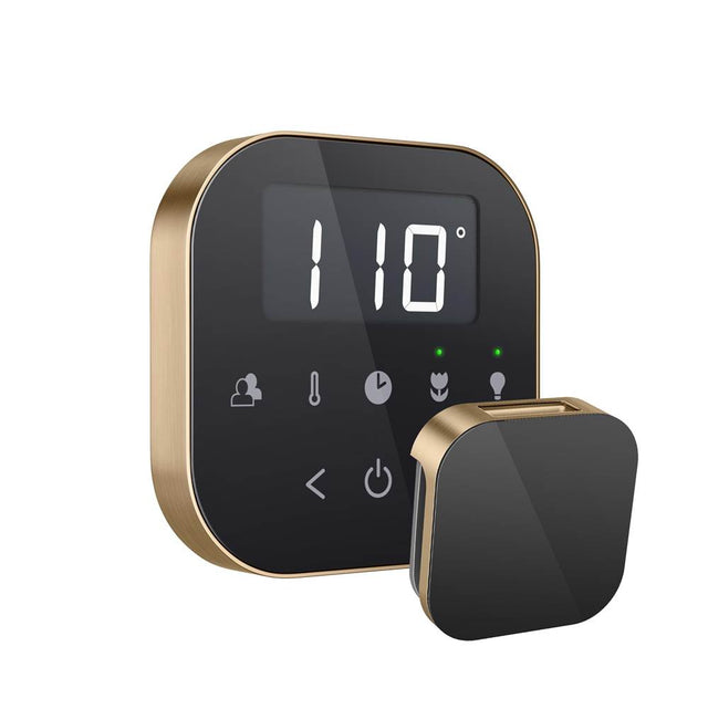 Mr. Steam - AirTempo Steam Shower Control and Aroma Glass SteamHead in Black Brushed Bronze - Black Brushed Bronze
