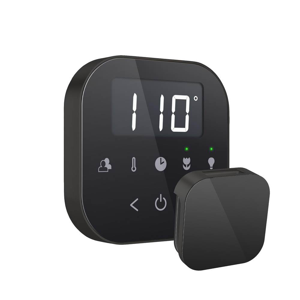 Mr. Steam - AirTempo Steam Shower Control and Aroma Glass SteamHead in Black Matte Black - Black Matte Black