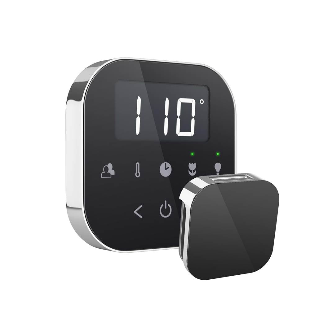 Mr. Steam - AirTempo Steam Shower Control and Aroma Glass SteamHead in Black Polished Chrome - Black Polished Chrome