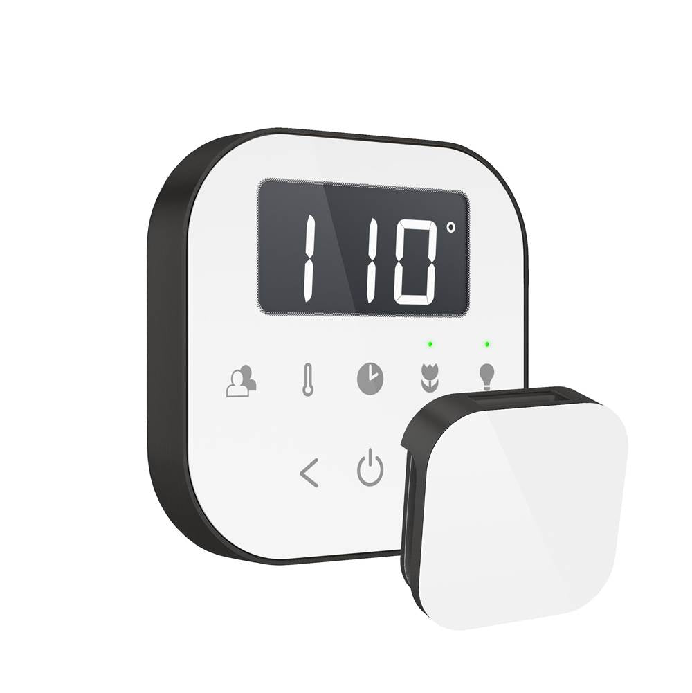 Mr. Steam - AirTempo Steam Shower Control and Aroma Glass SteamHead in White Matte Black - White Matte Black